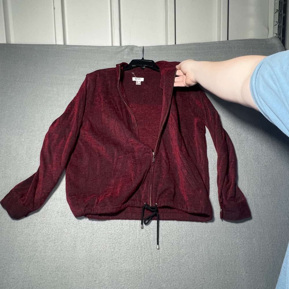 Christopher‎ & Banks Women's Red Full Zip Jacket Size M Drawstring Hem Pockets - Picture 4 of 7